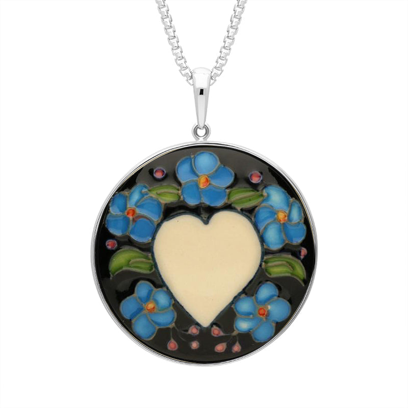 Sterling Silver Moorcroft Loved Up 2 Round Necklace - Silver