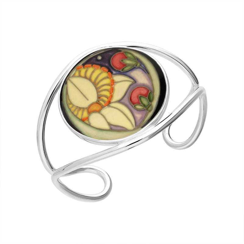 Sterling Silver Moorcroft Seeded Flower Bangle - Silver