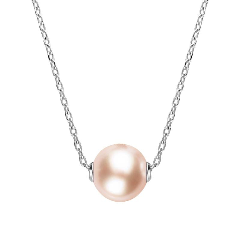 Sterling Silver Peach Pearl Bead Necklace