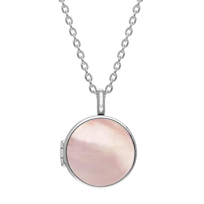 Sterling Silver Pink Mother of Pearl Small Round Locket