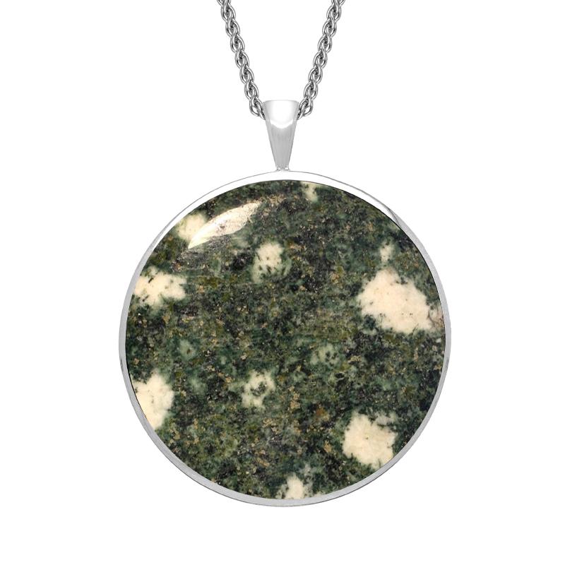 Sterling Silver Preseli Bluestone Round Classic Large Necklace - Sterling Silver