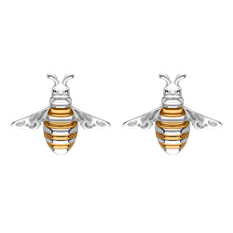Sterling Silver Rose Gold Plated Bee Stud Earrings