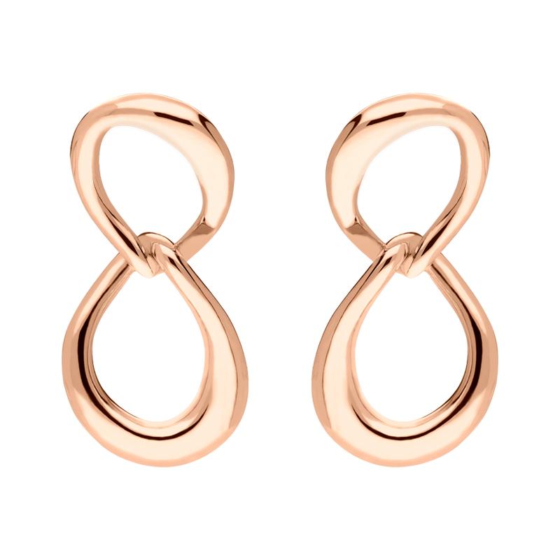 Rose Gold Plated Sterling Silver Infinity Link Stud Earrings - Option1 Value Silver