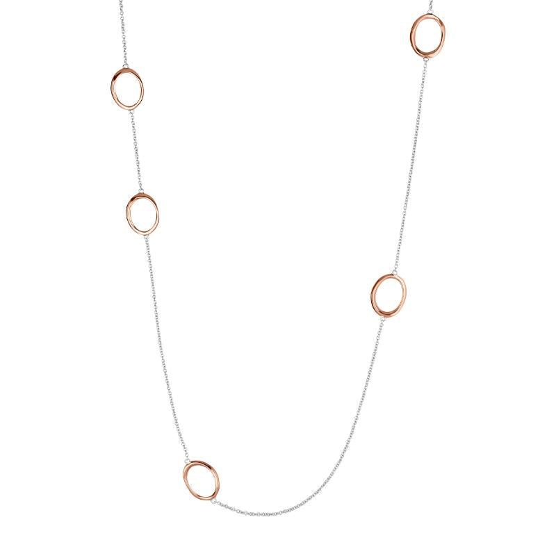 Rose Gold Plated Sterling Silver Open Oval Infinity Necklace - Option1 Value Silver
