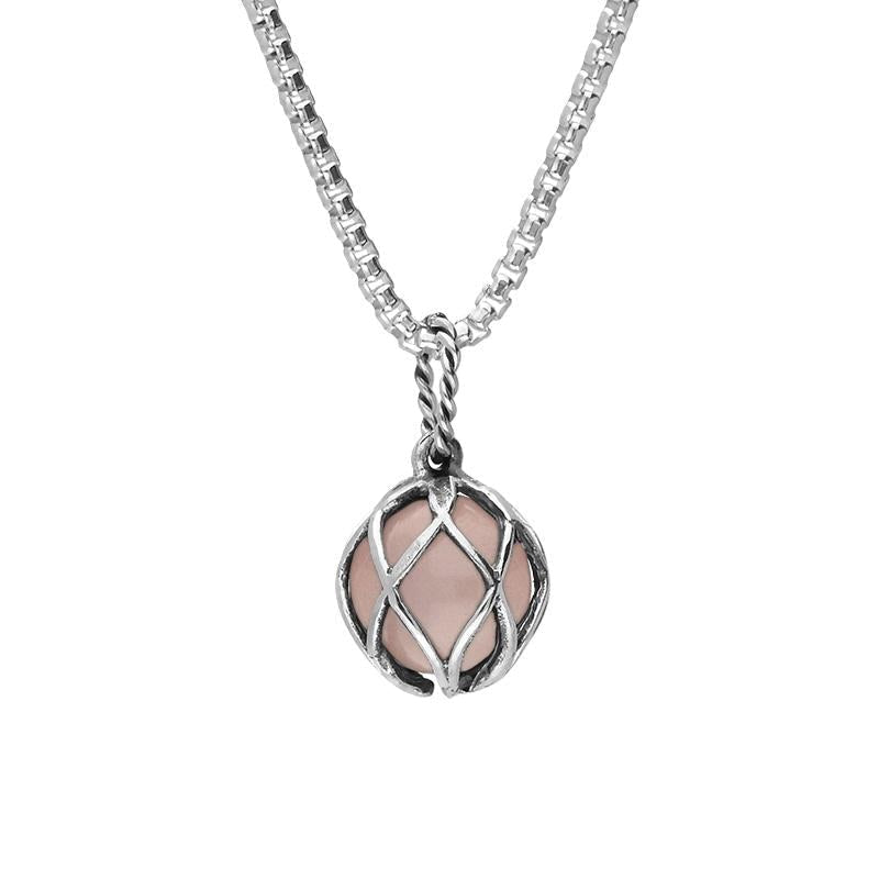 Sterling Silver Rose Quartz Emma Stothard Silver Darling 8mm Float Charm Necklace
