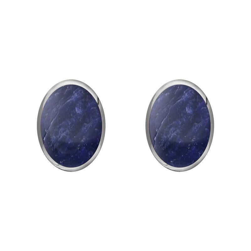 Sterling Silver Sodalite 7 x 5mm Classic Small Oval Stud Earrings