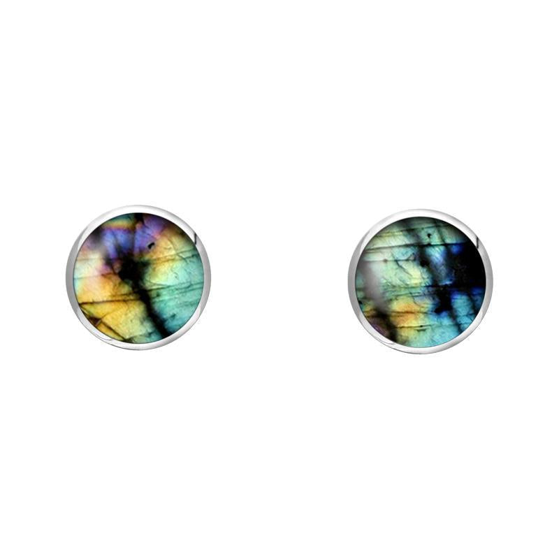 Sterling Silver Spectrolite 4mm Classic Small Round Stud Earrings
