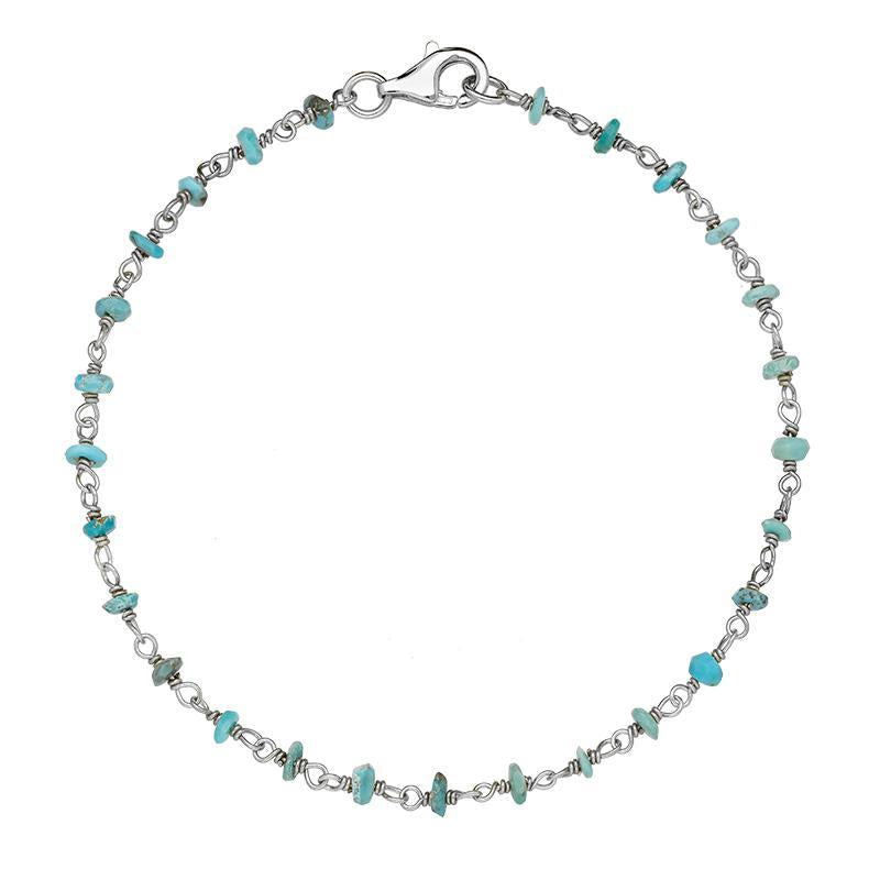 Sterling Silver Turquoise Bead Chain Bracelet