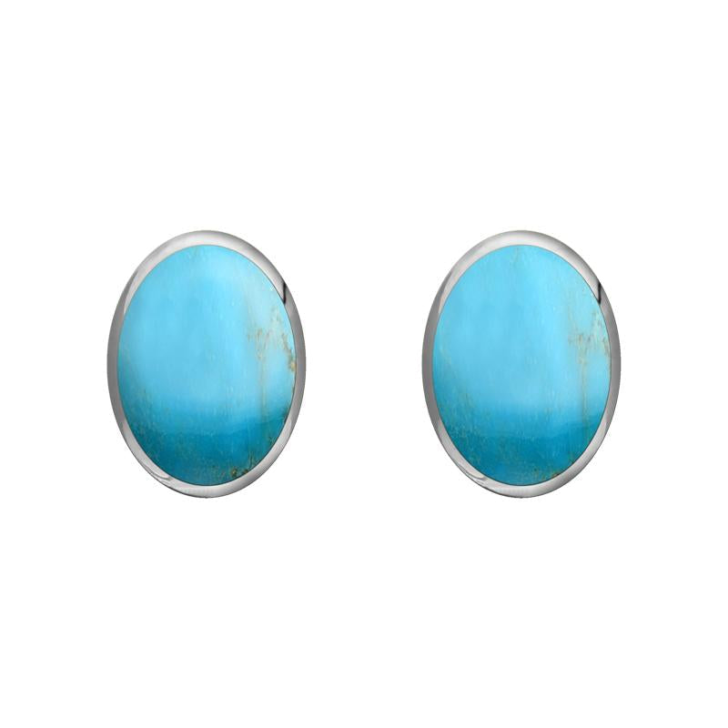 Sterling Silver Turquoise 7mm x 5mm Classic Small Oval Stud Earrings