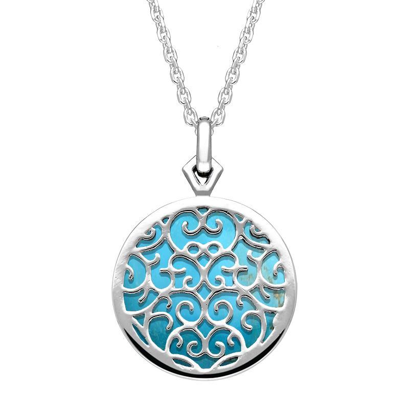 Sterling Silver Turquoise Flore Filigree Necklace