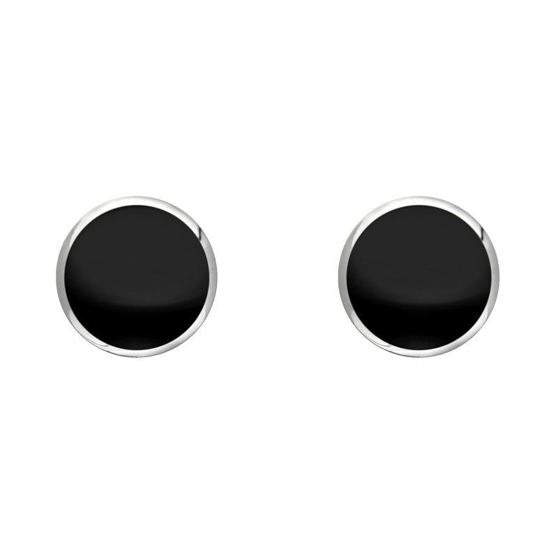 Sterling Silver Whitby Jet 5mm Classic Small Round Stud Earrings - Silver