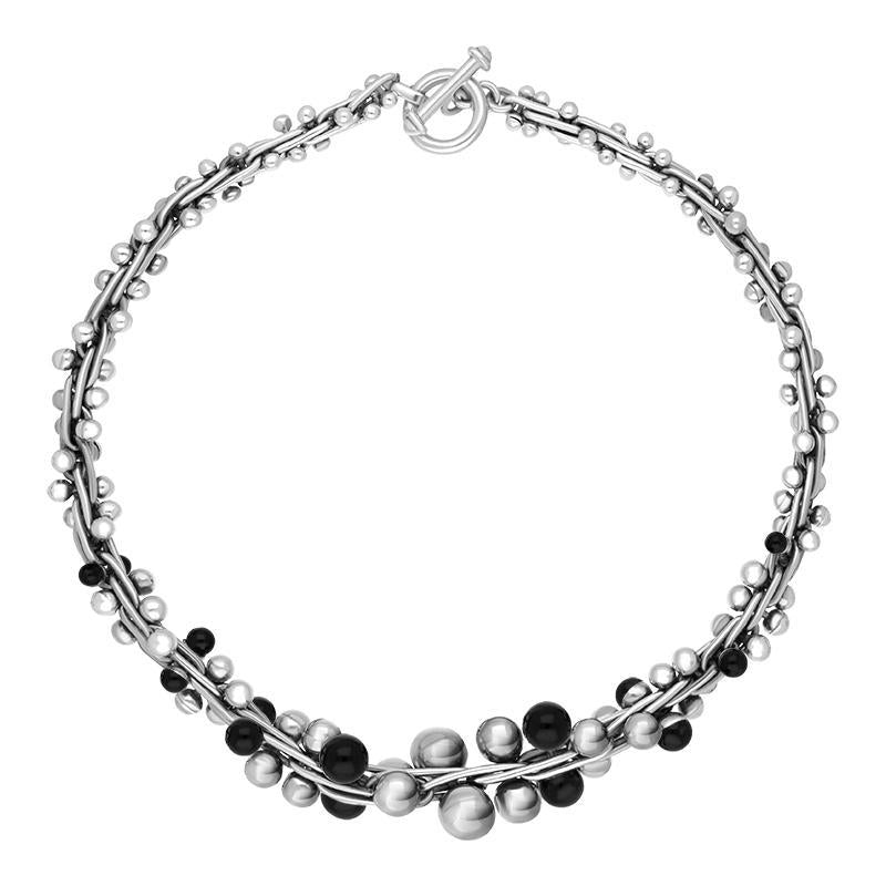 Sterling Silver Whitby Jet Graduating Berry Necklace