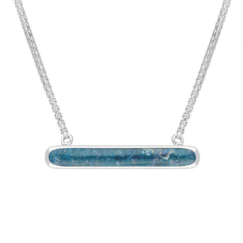 Sterling Silver Aquamarine Lineaire Oval Necklace