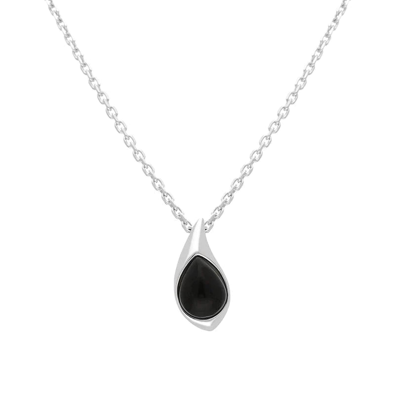 Sterling Silver Whitby Jet Teardrop Pendant