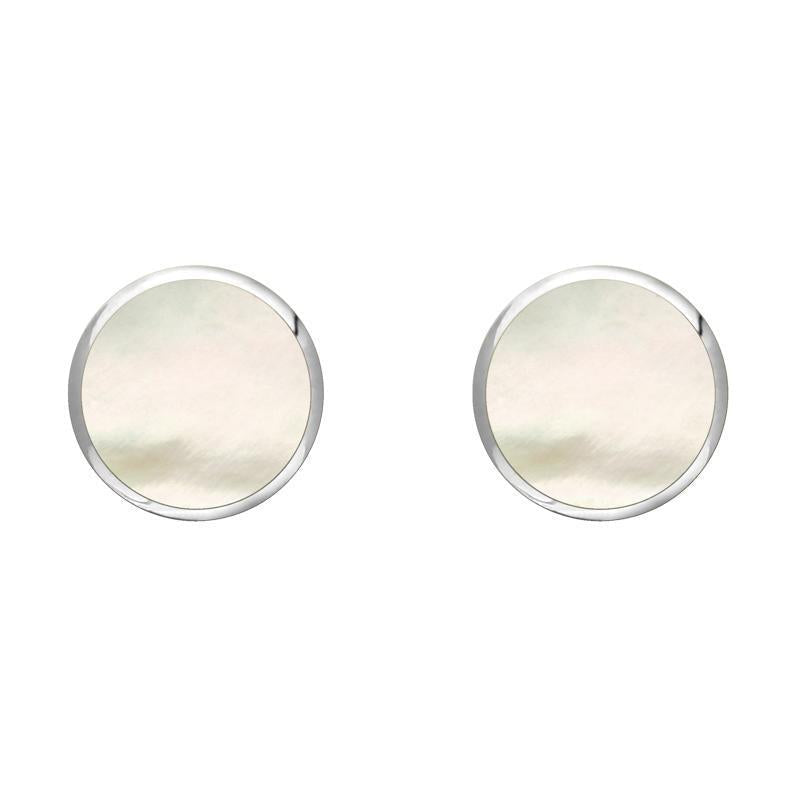 Sterling Silver White Mother of Pearl 6mm Classic Medium Round Stud Earrings