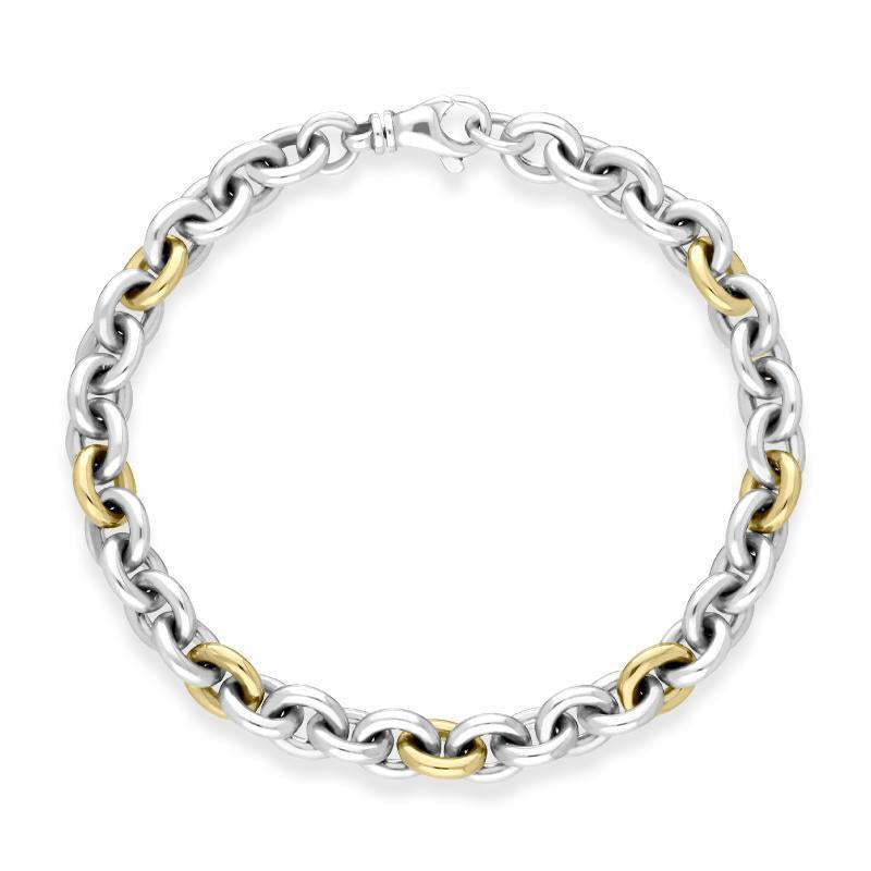 Sterling Silver 18ct Yellow Gold Chain Link Handmade Bracelet
