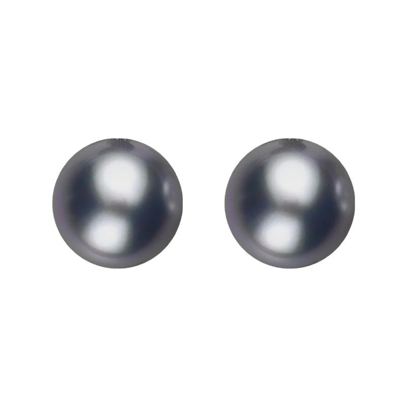 Sterling Silver 5mm Black Freshwater Pearl Stud Earrings - Silver