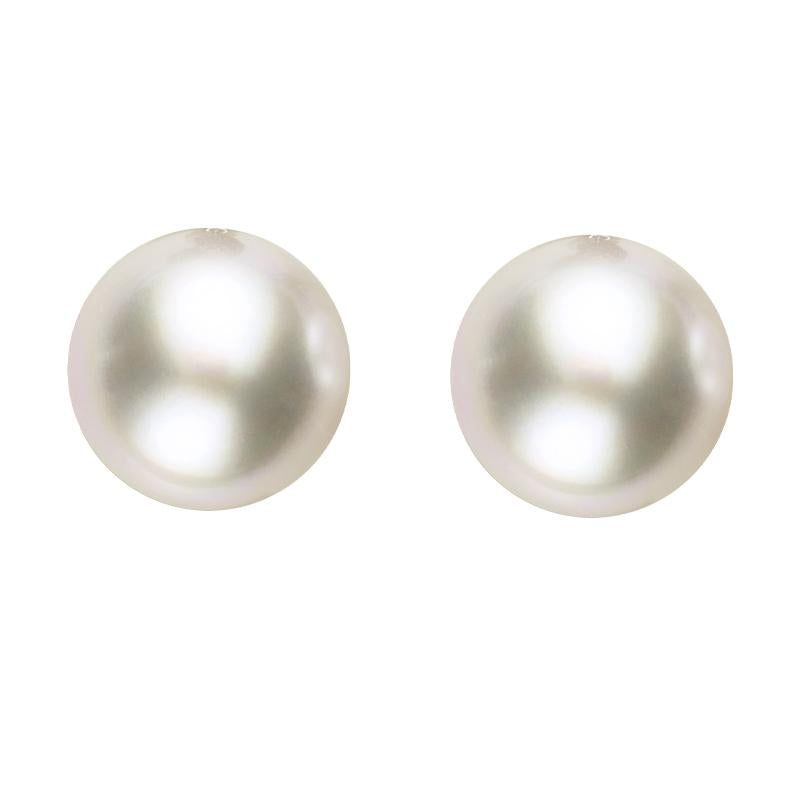 Sterling Silver 6mm White Freshwater Pearl Stud Earrings - Silver