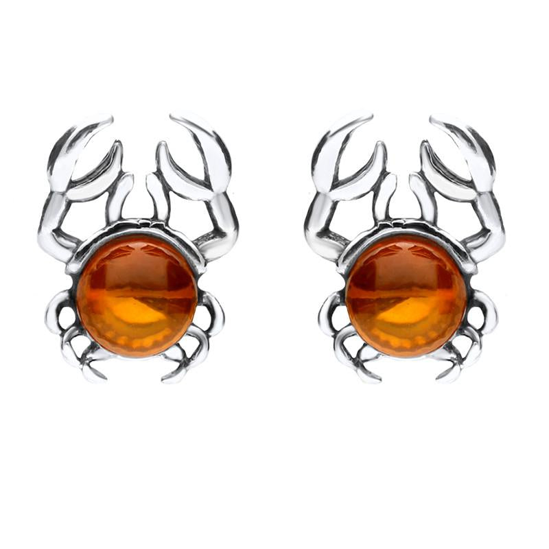 Sterling Silver Amber Crab Stud Earrings - Option1 Value Silver