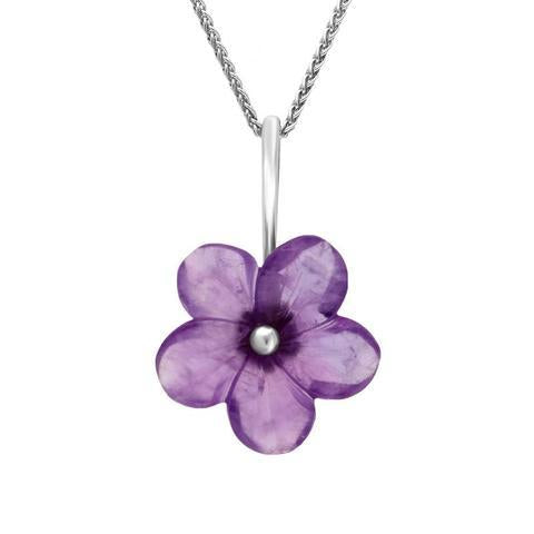 Sterling Silver Amethyst Tuberose 22mm Desert Rose Necklace - Silver