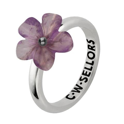 Sterling Silver Amethyst Tuberose 12mm Desert Rose Ring - Silver