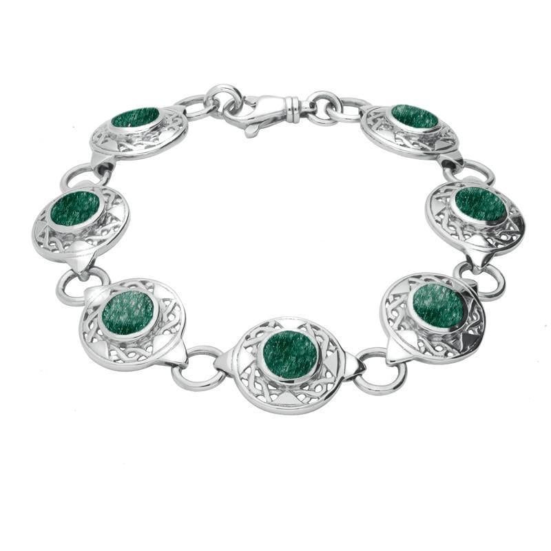 Sterling Silver Aventurine Round Celtic Link Bracelet - Option1 Value Silver
