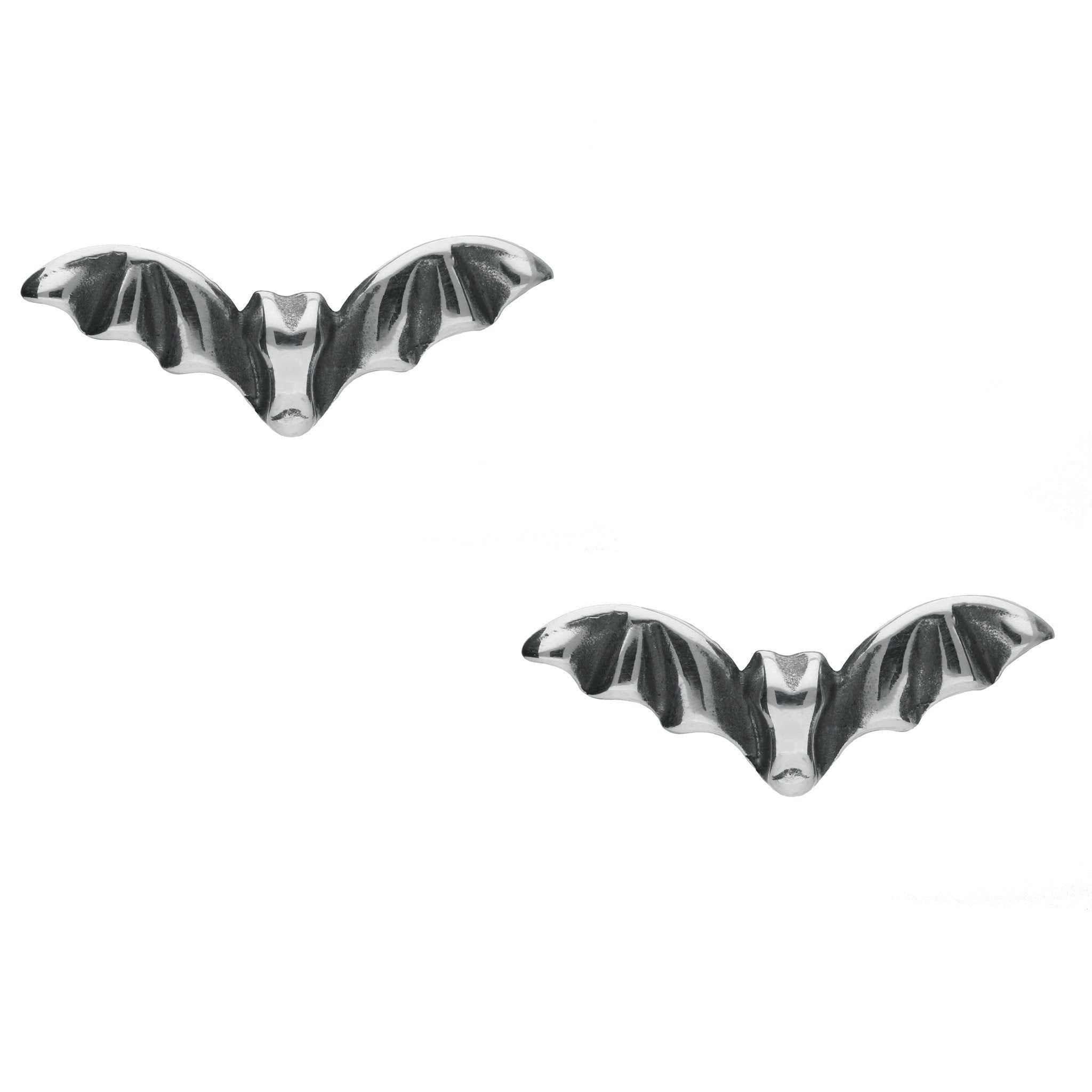 Sterling Silver Bat Stud Earrings - Silver