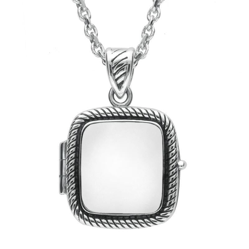 Sterling Silver Bauxite Cushion Rope Edge Locket - Silver