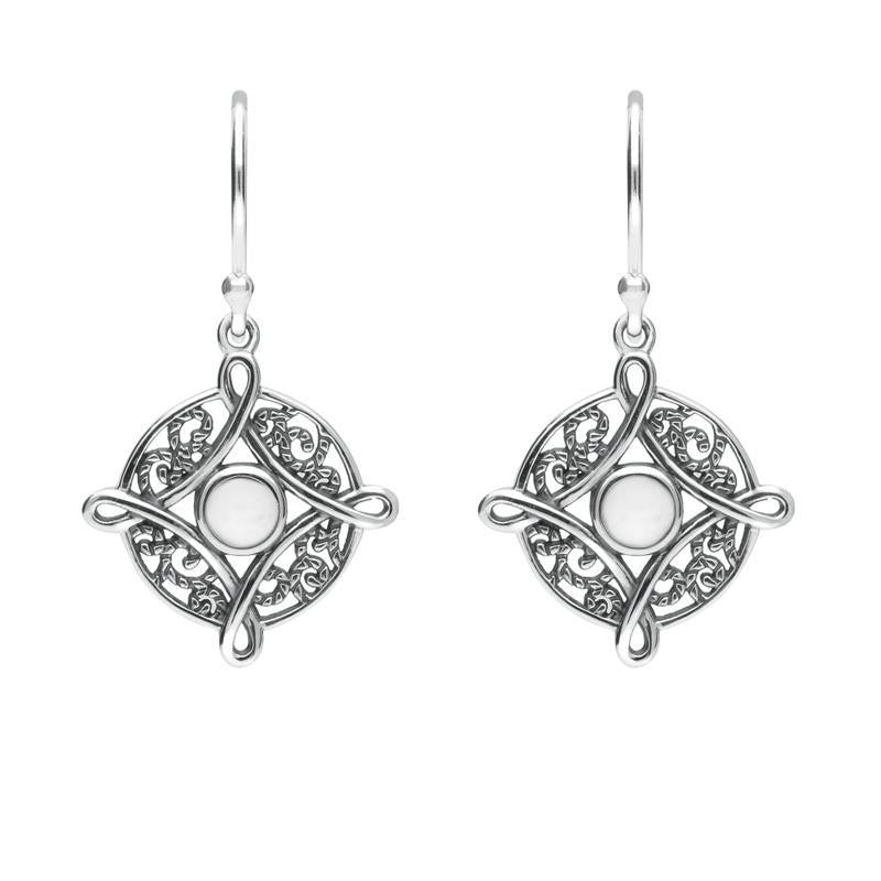 Sterling Silver Bauxite Four Point Cross Drop Earrings - Silver