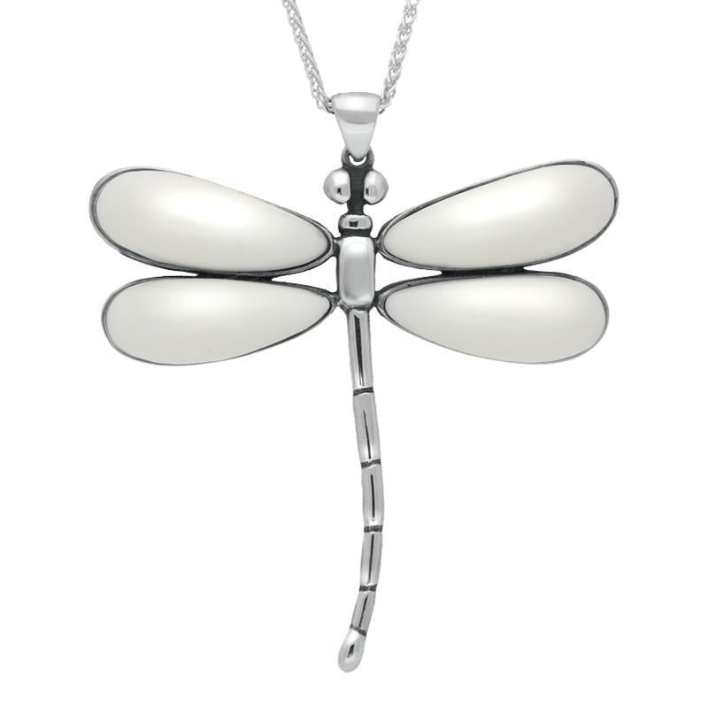 Sterling Silver Bauxite Four Stone Dragonfly Necklace - Silver