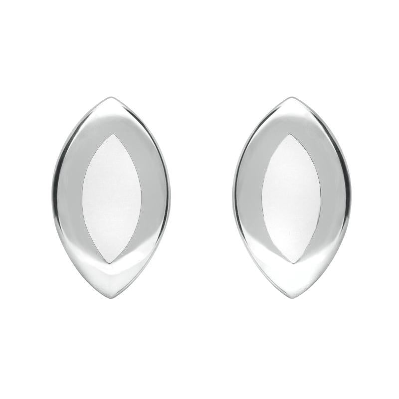 Sterling Silver Bauxite Framed Marquise Stud Earrings