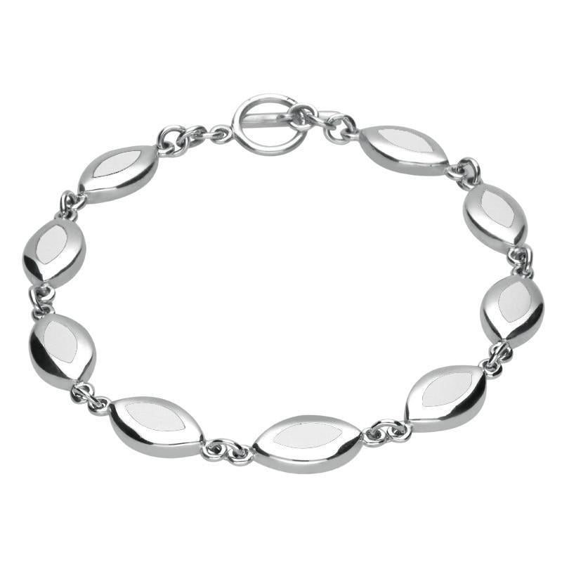 Sterling Silver Bauxite Framed Nine Stone Marquise Bracelet