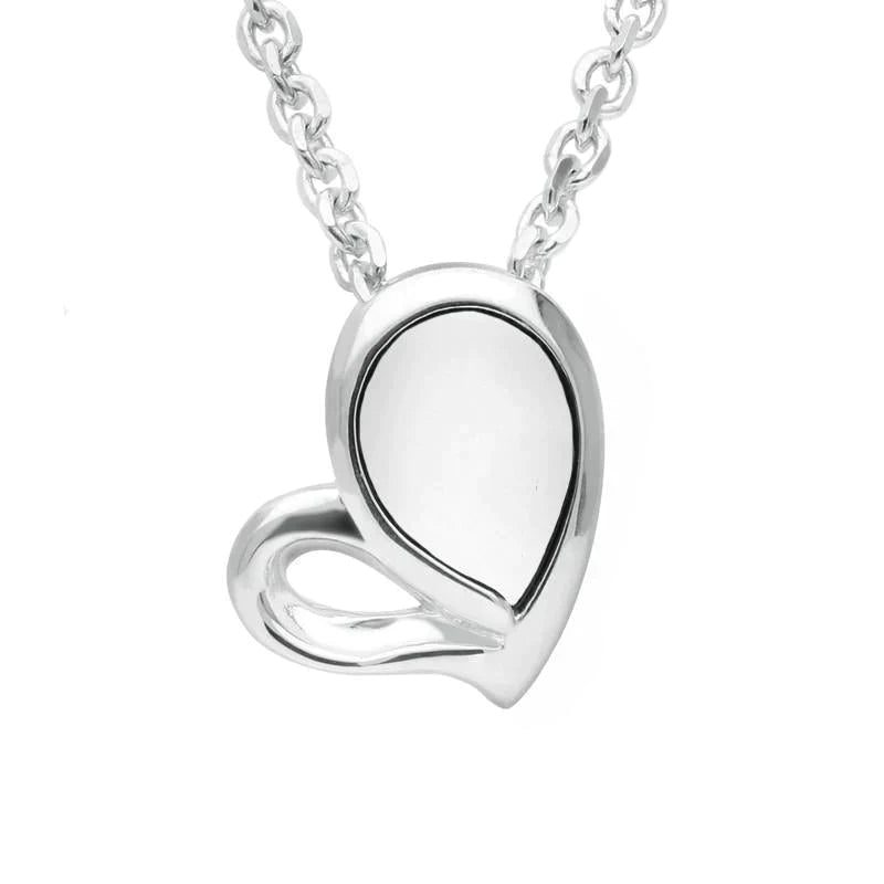 Sterling Silver Bauxite Half Filled Heart Necklace - Silver