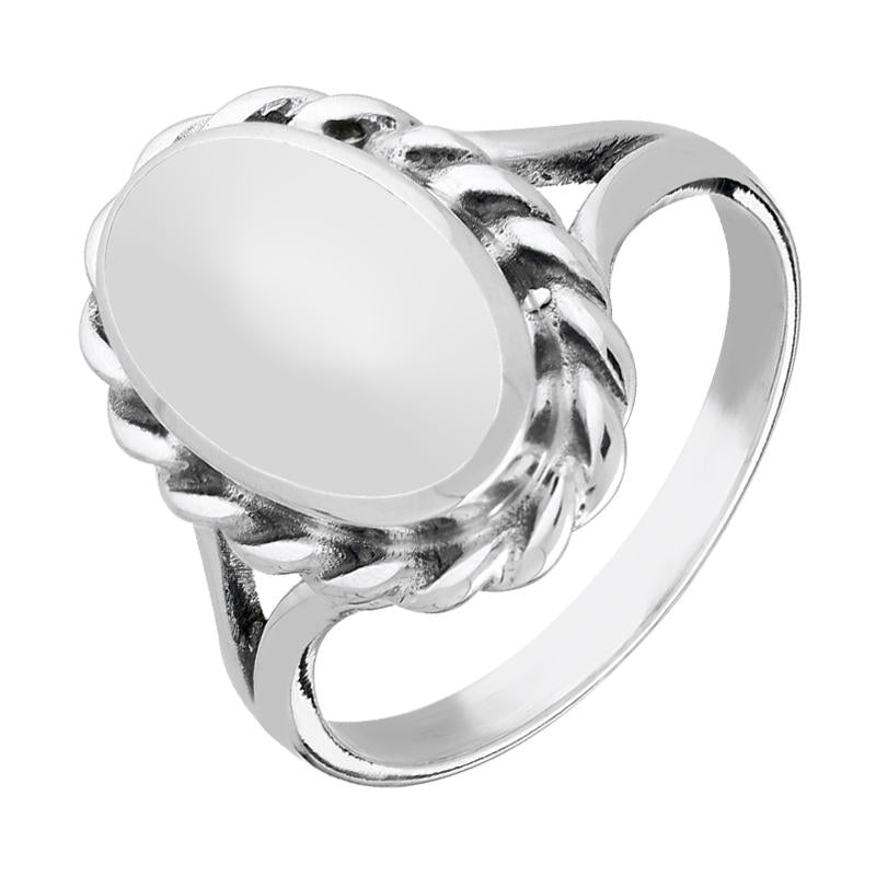 Sterling Silver Bauxite Heavy Oval Rope Edge Ring