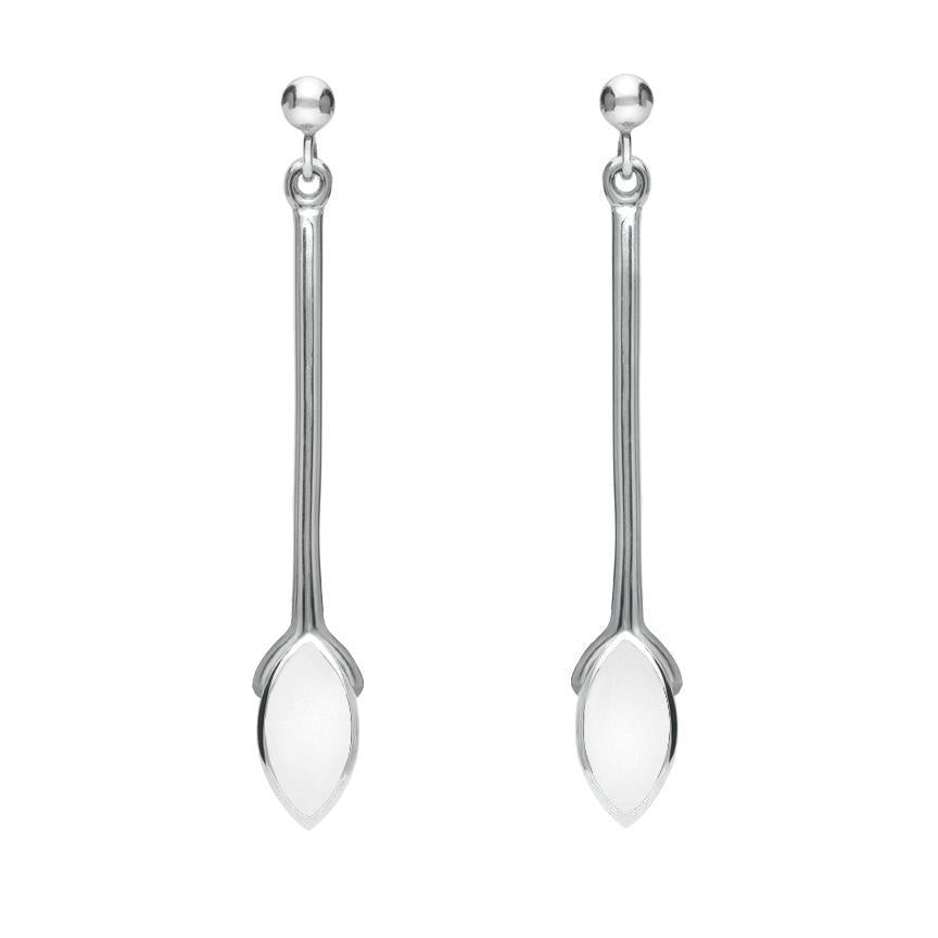 Sterling Silver Bauxite Long Marquise Oval Drop Earrings