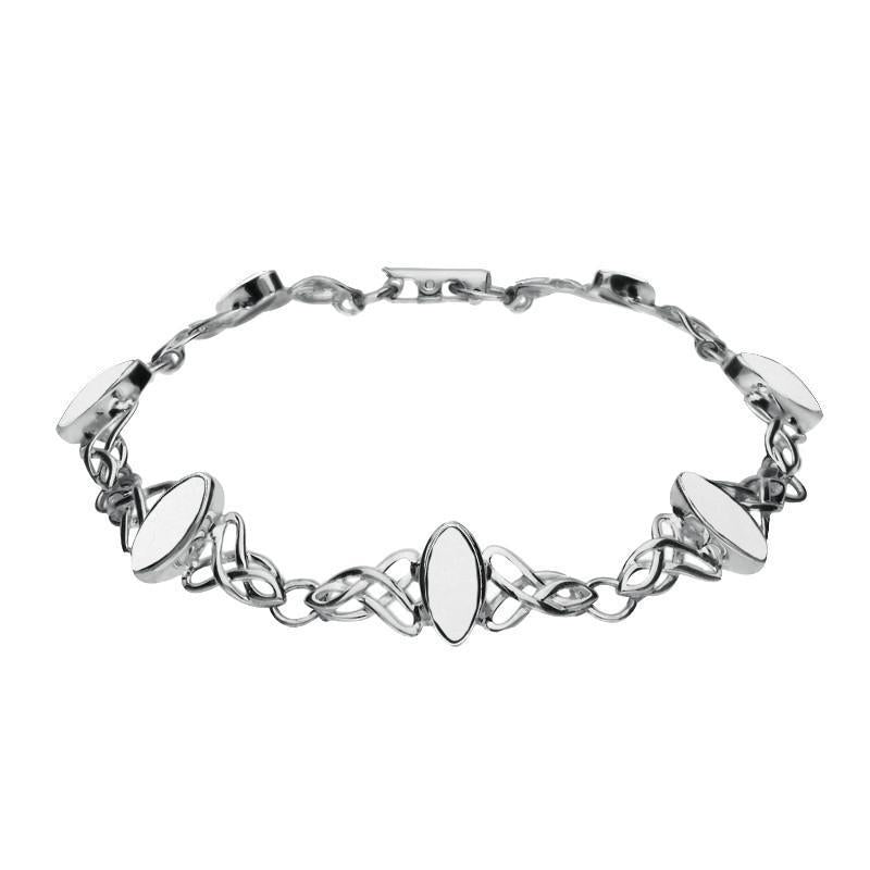 Sterling Silver Bauxite Marquise Shaped Celtic Bracelet - Silver
