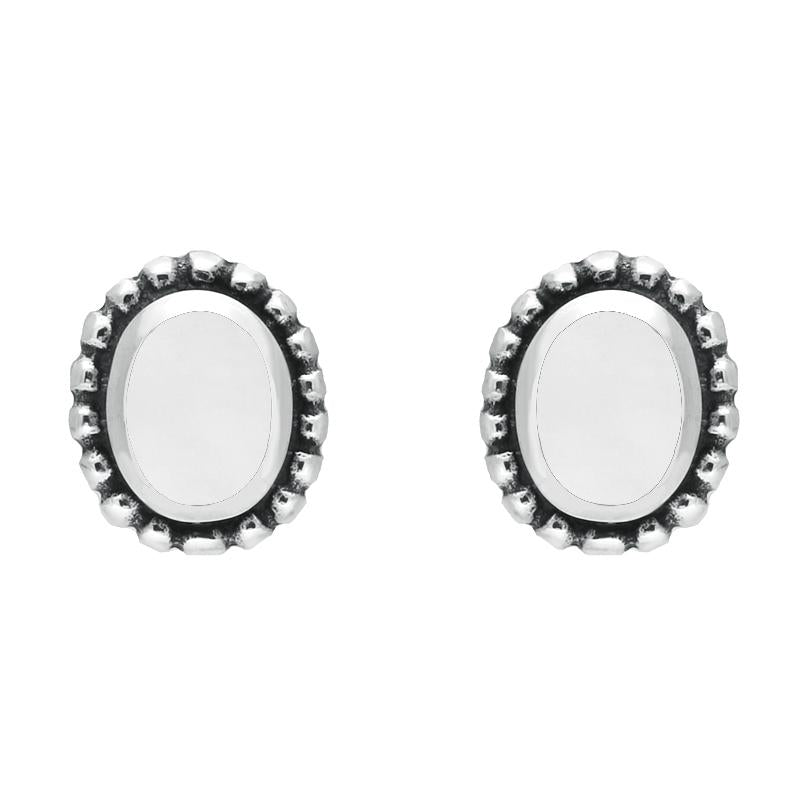 Sterling Silver Bauxite Oval Bobble Edge Stud Earrings