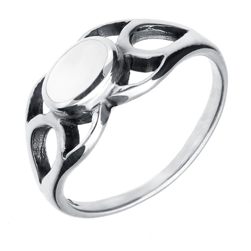 Sterling Silver Bauxite Oval Pierced Spoon Ring - Silver