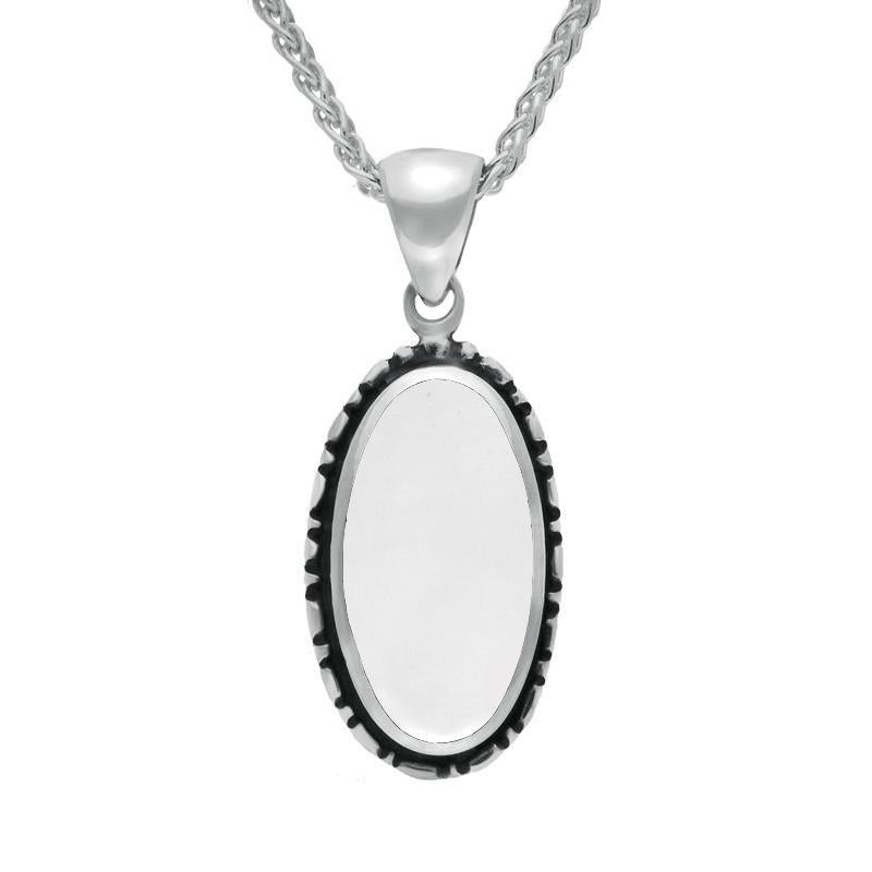 Sterling Silver Bauxite Oval Rope Edge Necklace - Silver