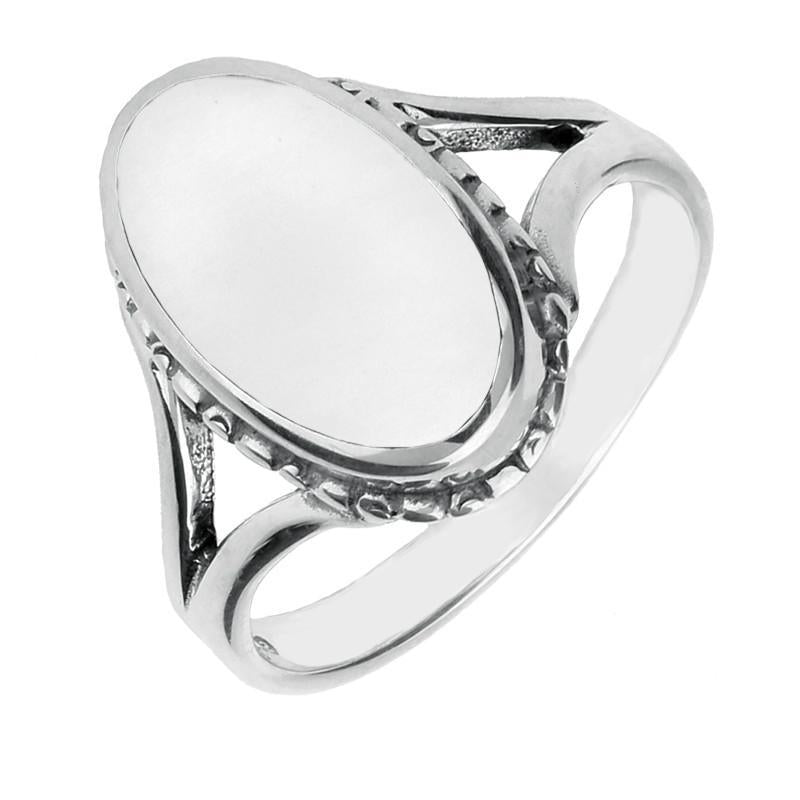 Sterling Silver Bauxite Oval Rope Edge Ring