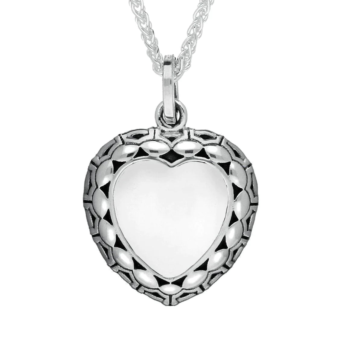 Sterling Silver Bauxite Oxidised Heart Necklace - Silver