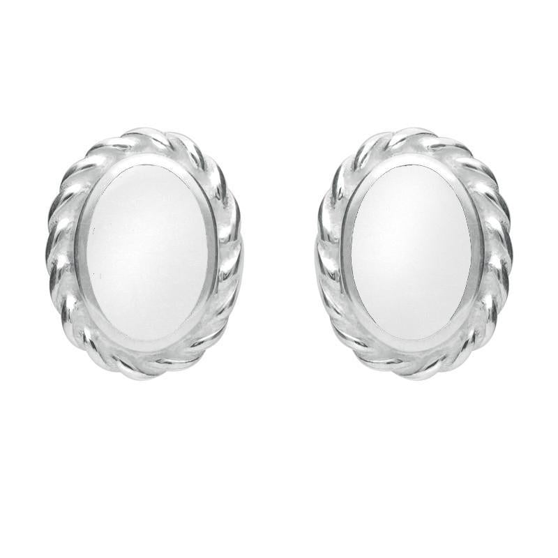 Sterling Silver Bauxite Rope Edge Oval Stud Earrings