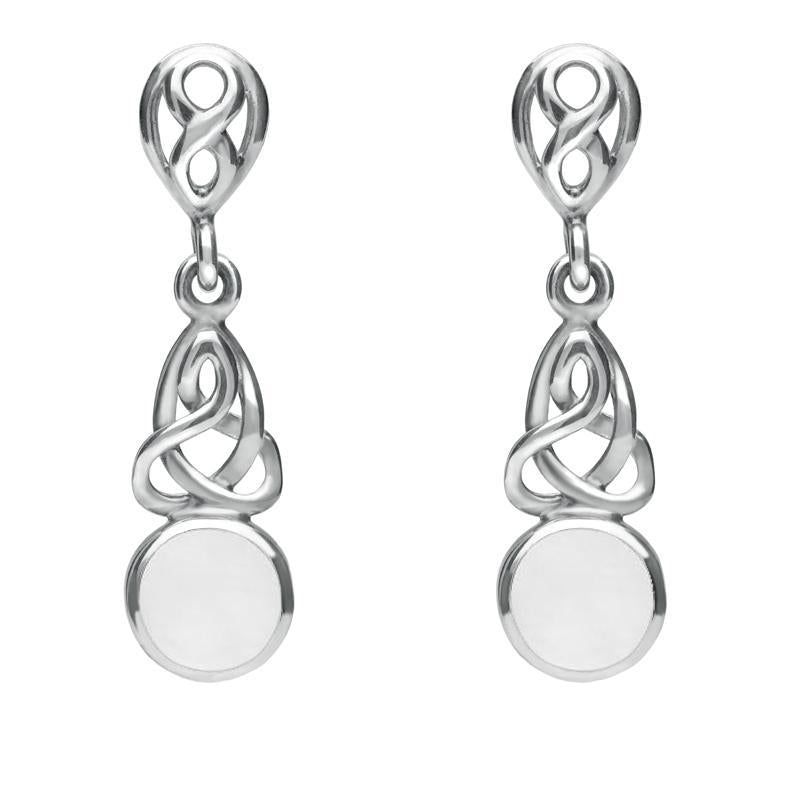 Sterling Silver Bauxite Round Celtic Dropper Earrings