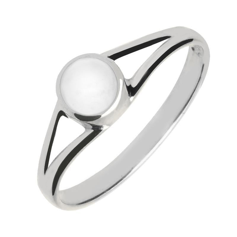 Sterling Silver Bauxite Round Split Shoulder Ring - Silver