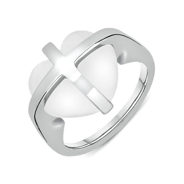 Sterling Silver Bauxite Cross Heart Ring