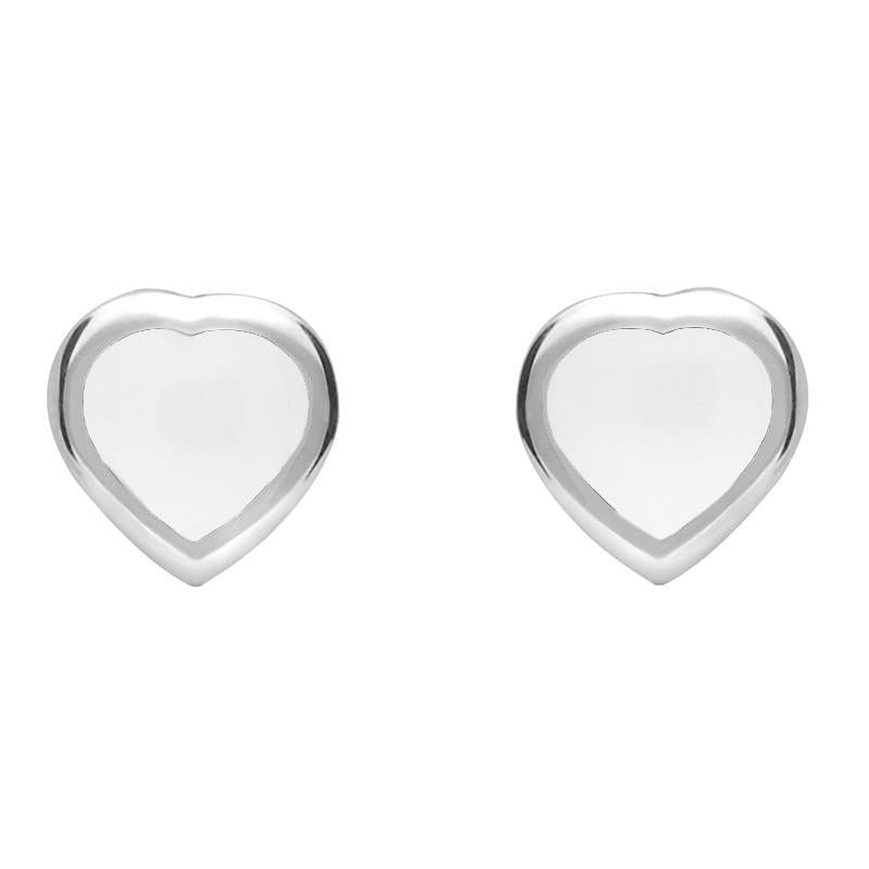 Sterling Silver Bauxite Small Heart Stud Earrings - Silver