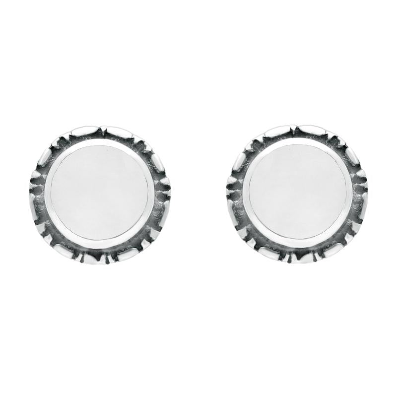 Sterling Silver Bauxite Small Round Rope Edge Stud Earrings