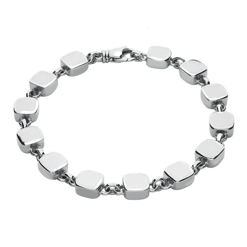 Sterling Silver Bauxite Square Small Cushion Bracelet