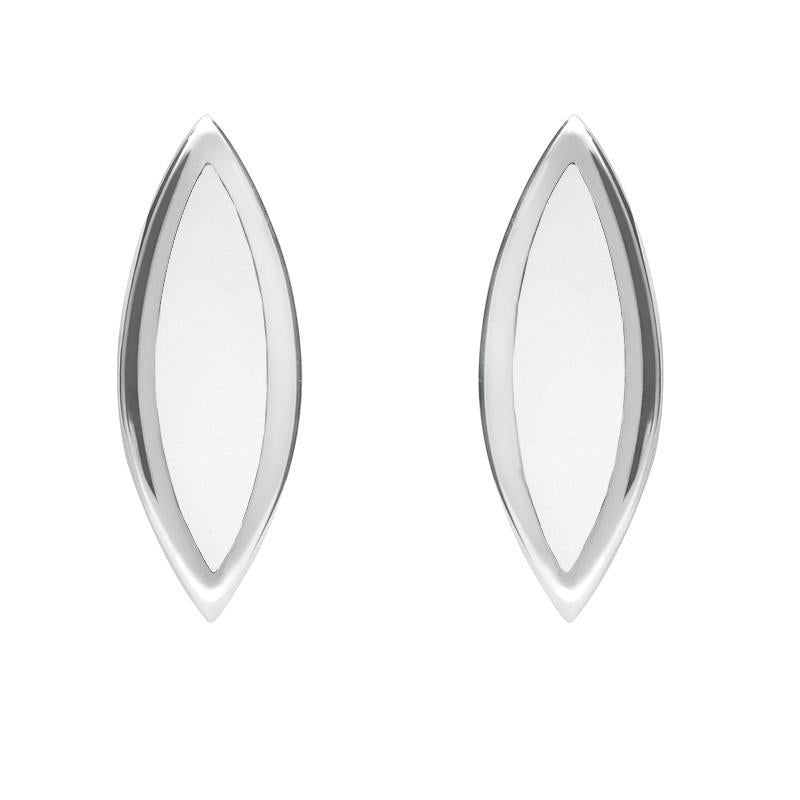 Sterling Silver Bauxite Toscana Long Marquise Stud Earrings - Silver