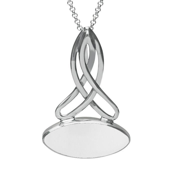 Sterling Silver Bauxite Wide Marquise Celtic Necklace - Silver